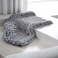 Hand Woven Polyester Chunky Knit Yarn Throw Blanket